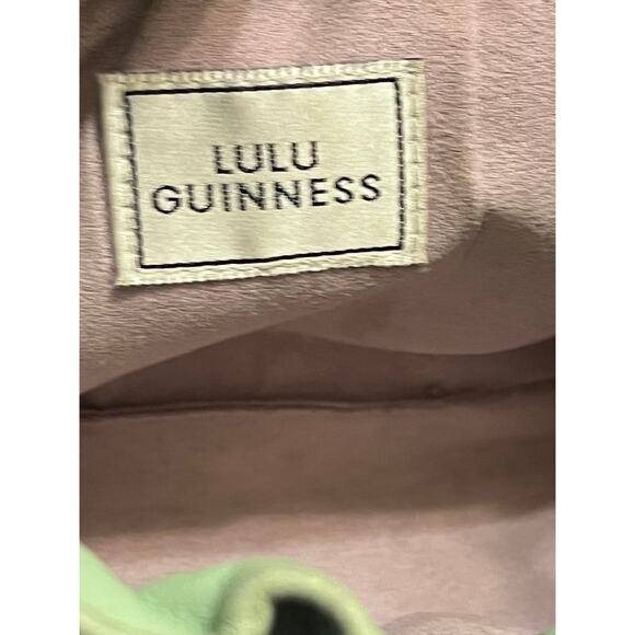 LULU GUINNESS Leather Clutch Bag Flex Frame Closure Light Green Color - Picture 7 of 13